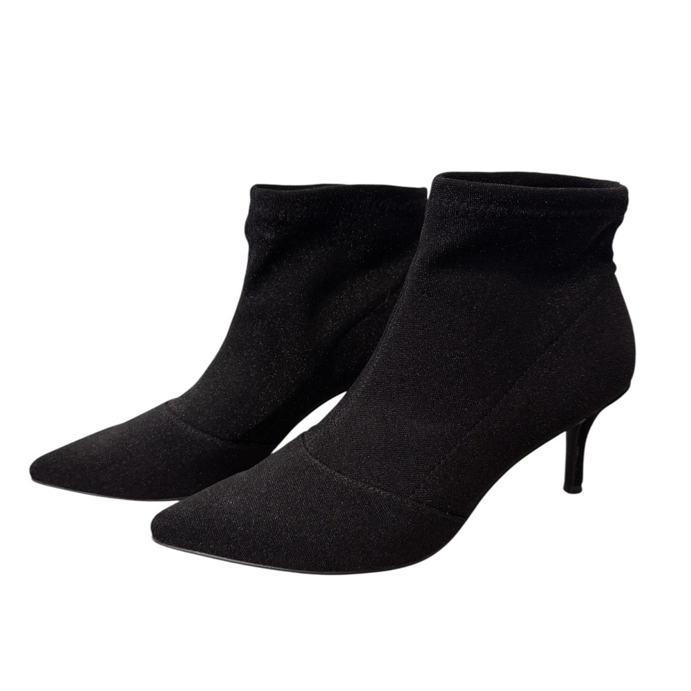Charles by Charles David Black Ankle Booties Silver Shimmer Size 6 Sock Style - Picture 3 of 13